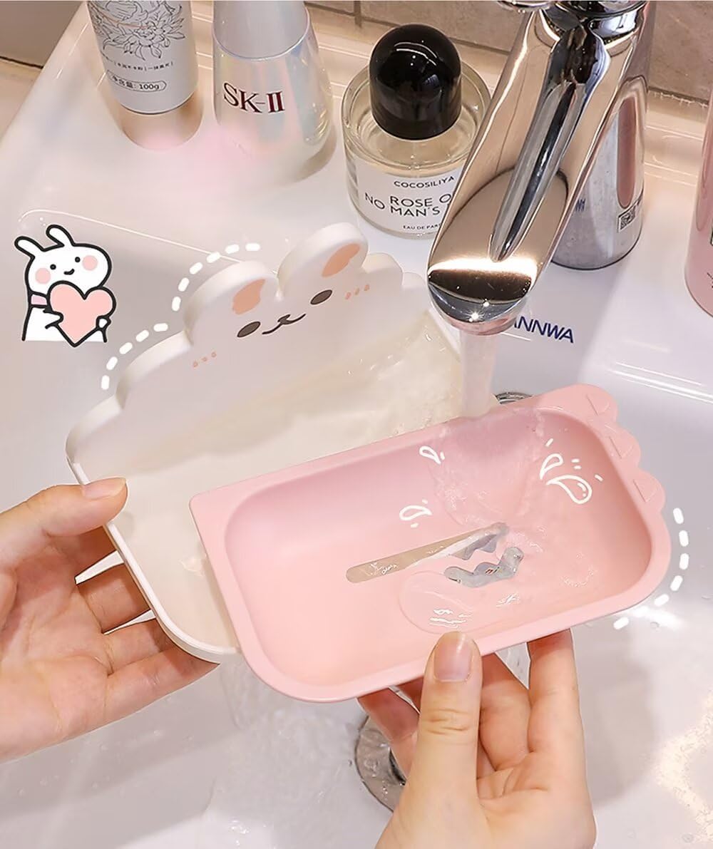 Rabbit Shape Suction Soap Holder for Shower Bathroom Kitchen