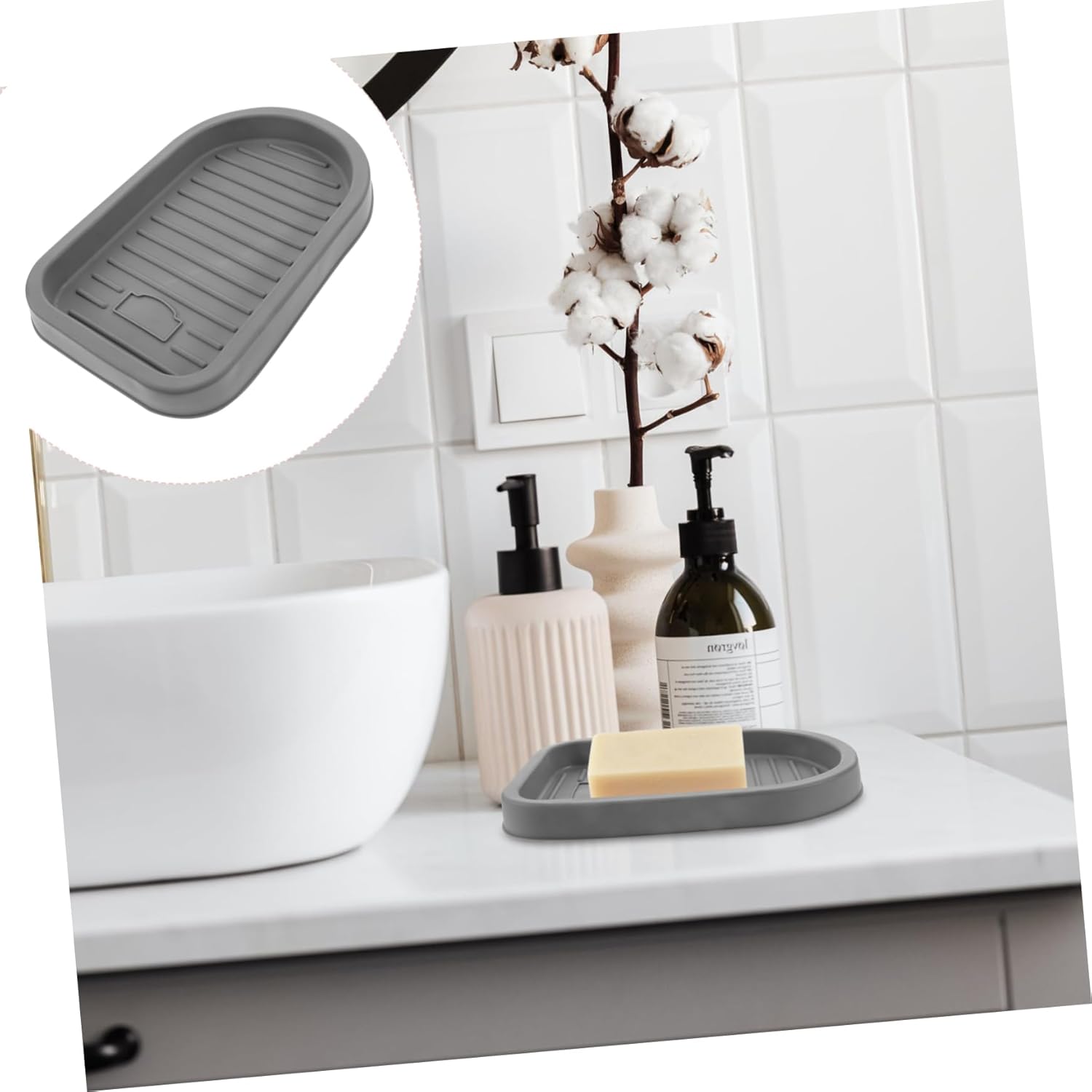 Alipis Drain Box Storage Mat for Sink TPR Soap Dish Holder