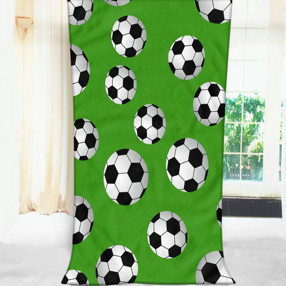 Moslion Comfy Bath Towel Soccer Green Large 64x32 Inches 1