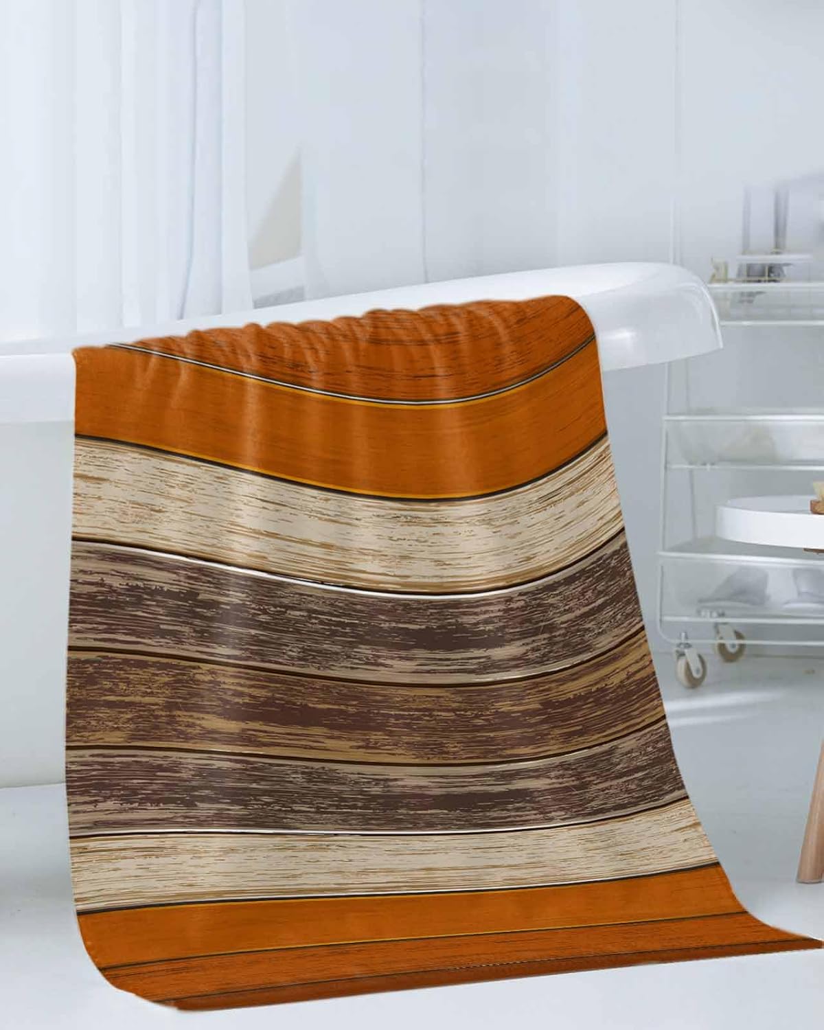 3 Piece Farmhouse Burnt Orange Bath Towel Set with Hand Towel and Washcloth