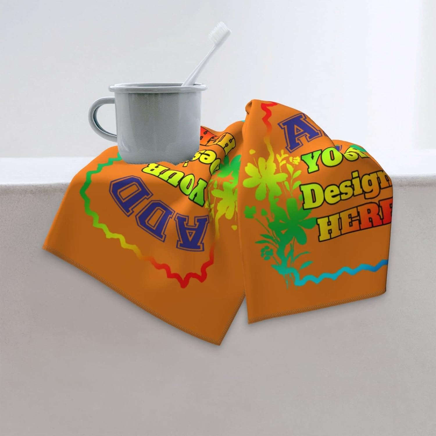 Custom Beach Towels 12x275in with Picture Text Logo