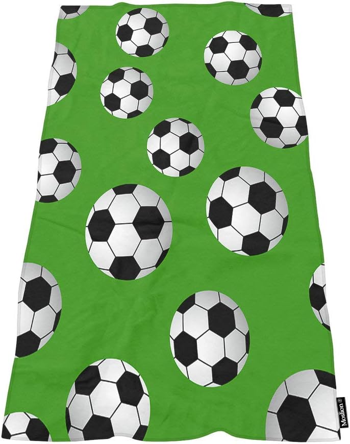 Moslion Comfy Bath Towel Soccer Green Large 64x32 Inches 1