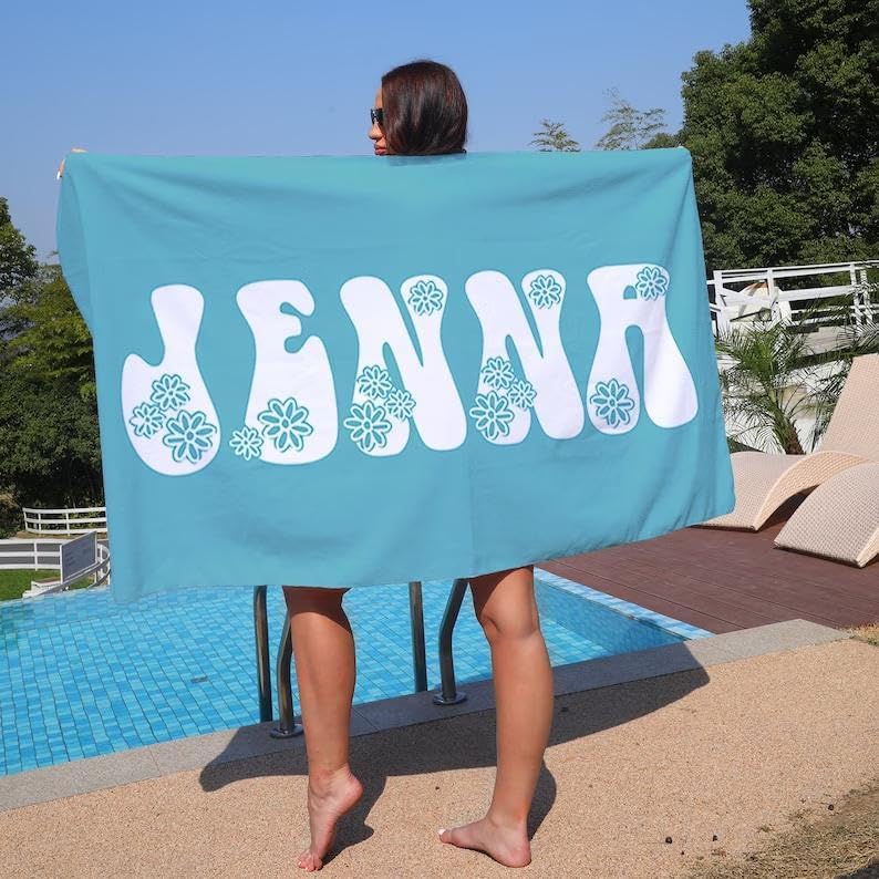 ZYMECH Personalized Beach Towel with Custom Text