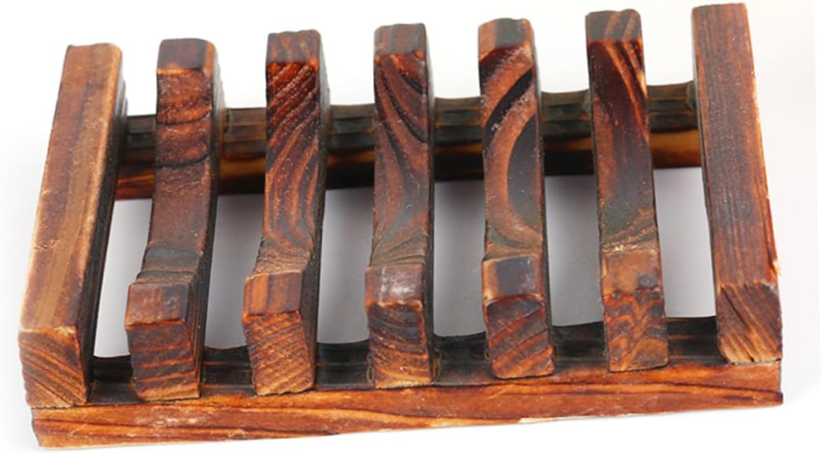 Carbonized Bamboo Soap Dish Holder for Bathroom Kitchen