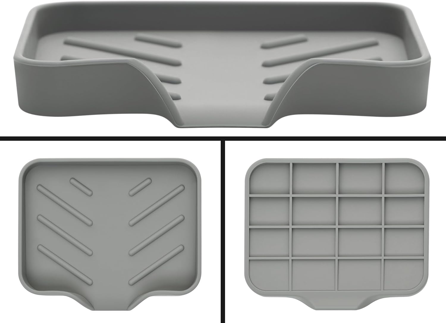 AG Company Silicone Soap Bar Holder - Premium Gray Self-Draining