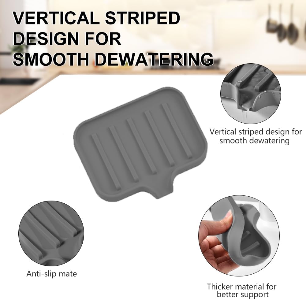 Silicone Self Draining Soap Dish with Non-Slip Base
