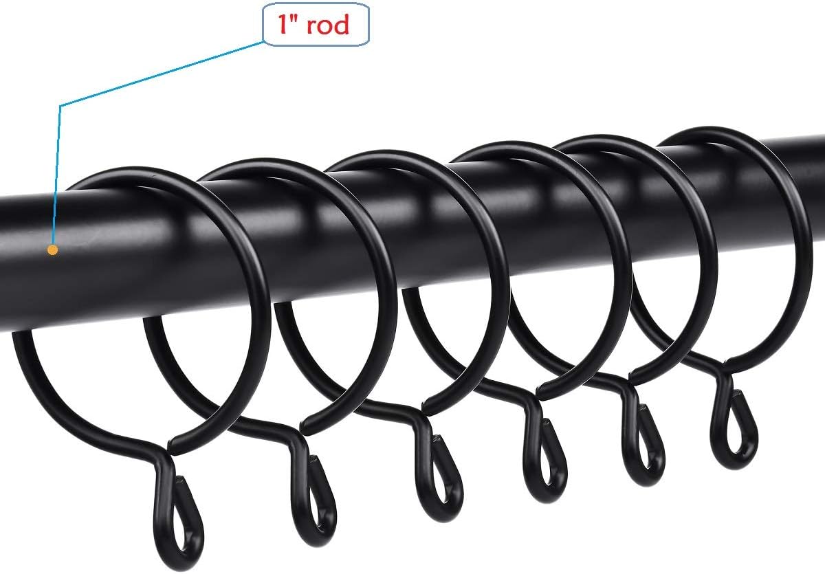 JushengXMX Curtain Rings with Eyelet - Set of 28 Black