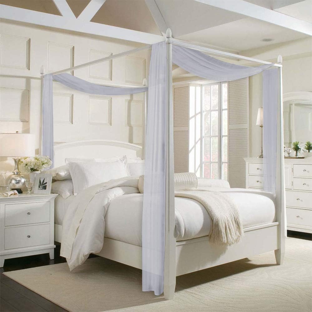 RYB HOME Sheer Curtains Valance 2 Panels 60x216 Inch Dove Grey