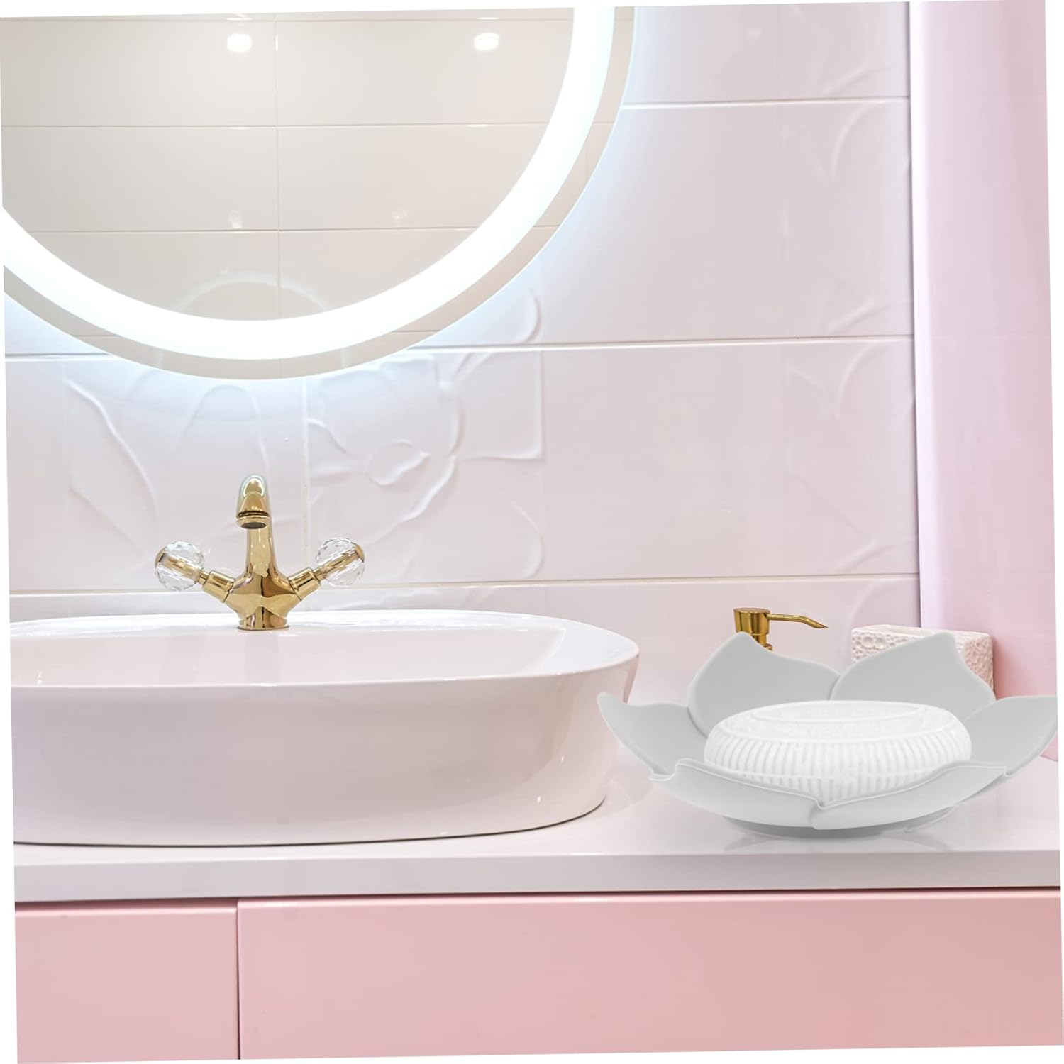 Self-Draining Silicone Flower Soap Dish Holder 1