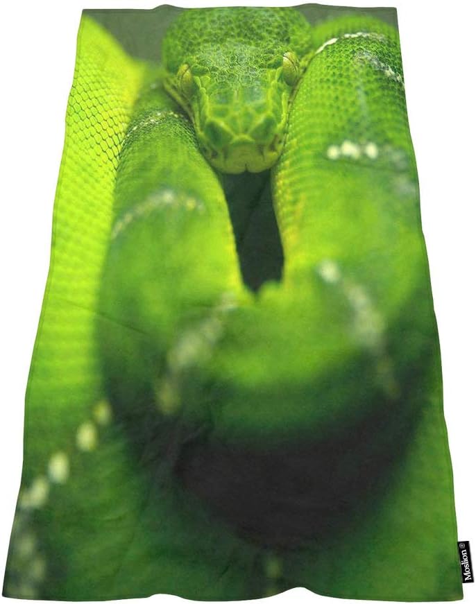 Moslion Soft Bath Towels Green Snake Wild Animal 64x32 Inches