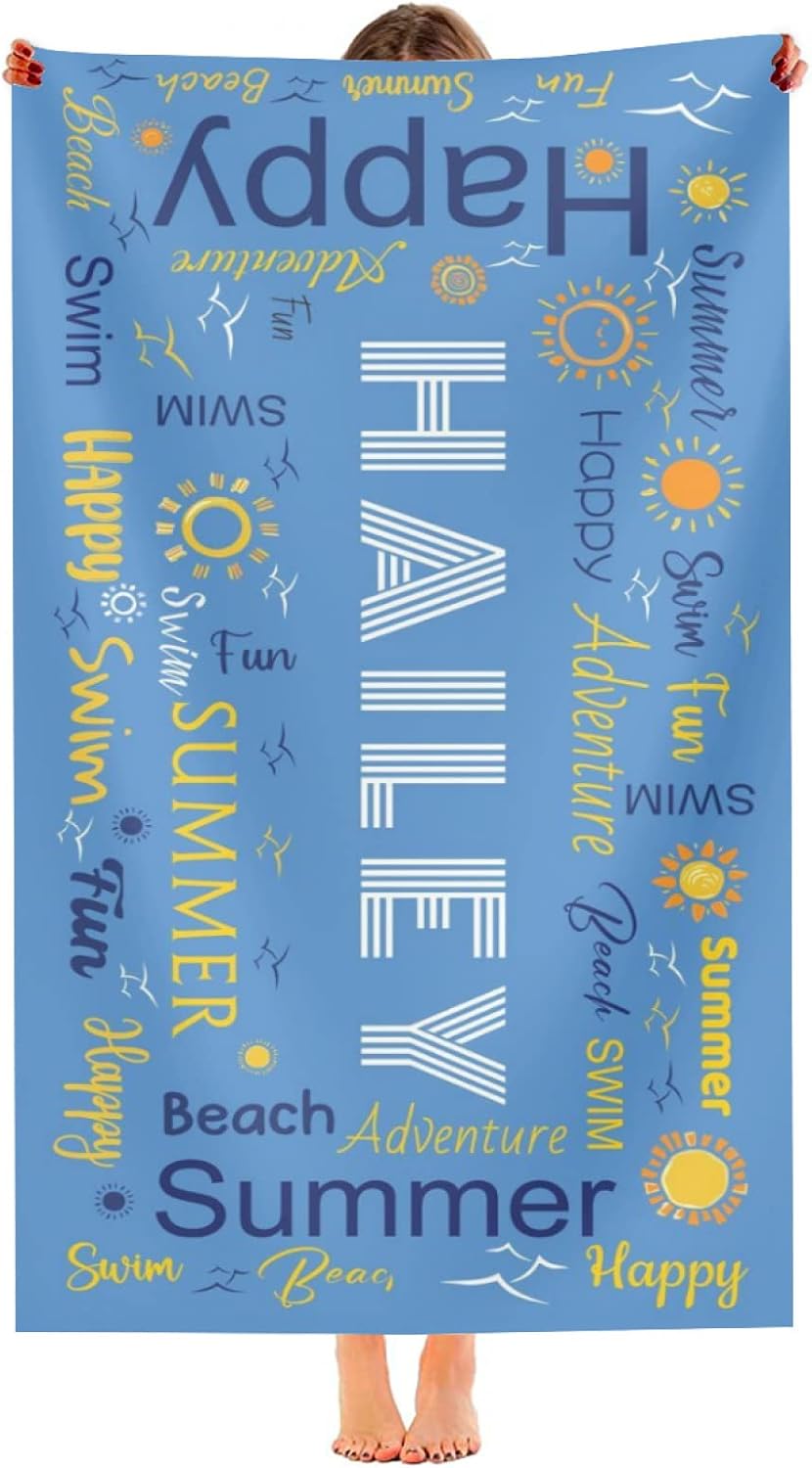 Personalized Beach Towel with Name Text 1