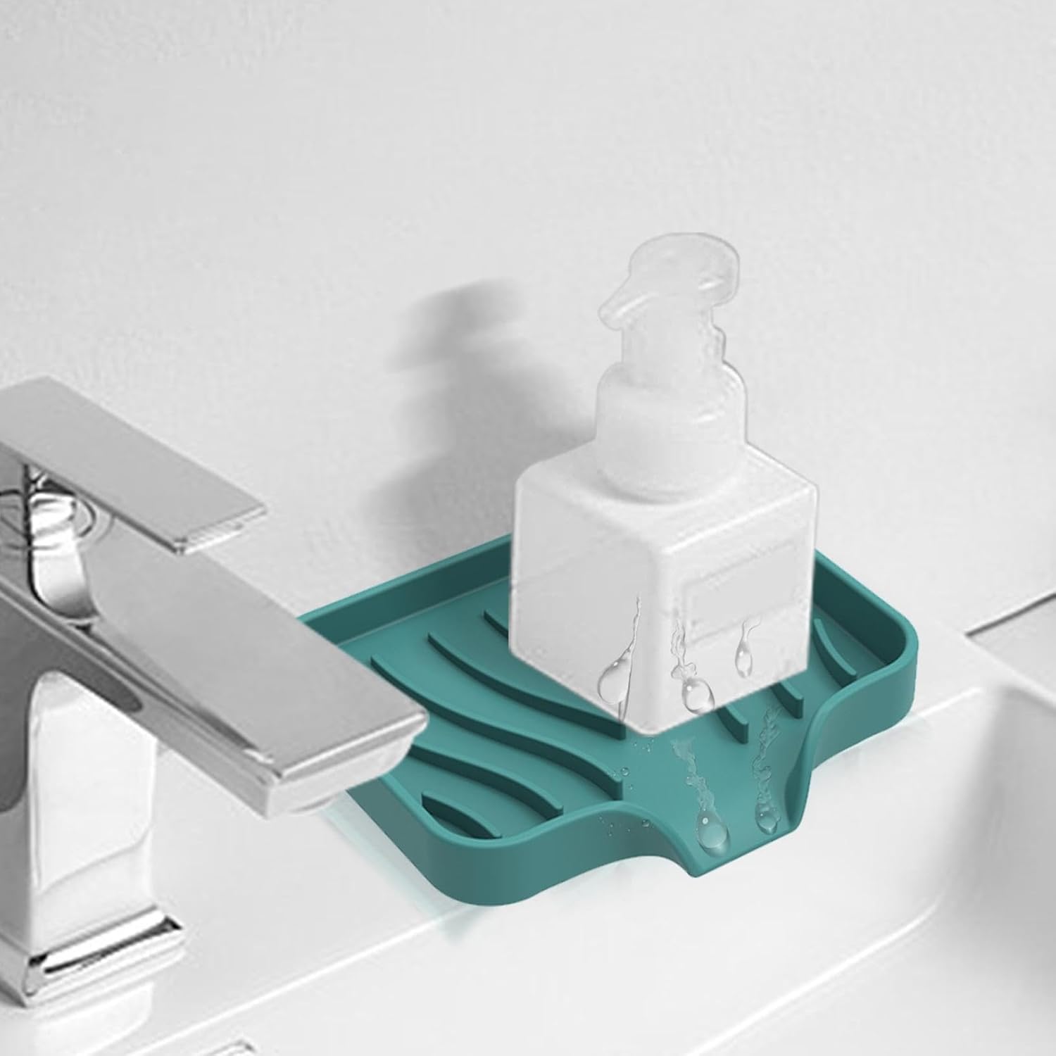 2PCS Silicone Soap Dish with Drain and Sponge Holder