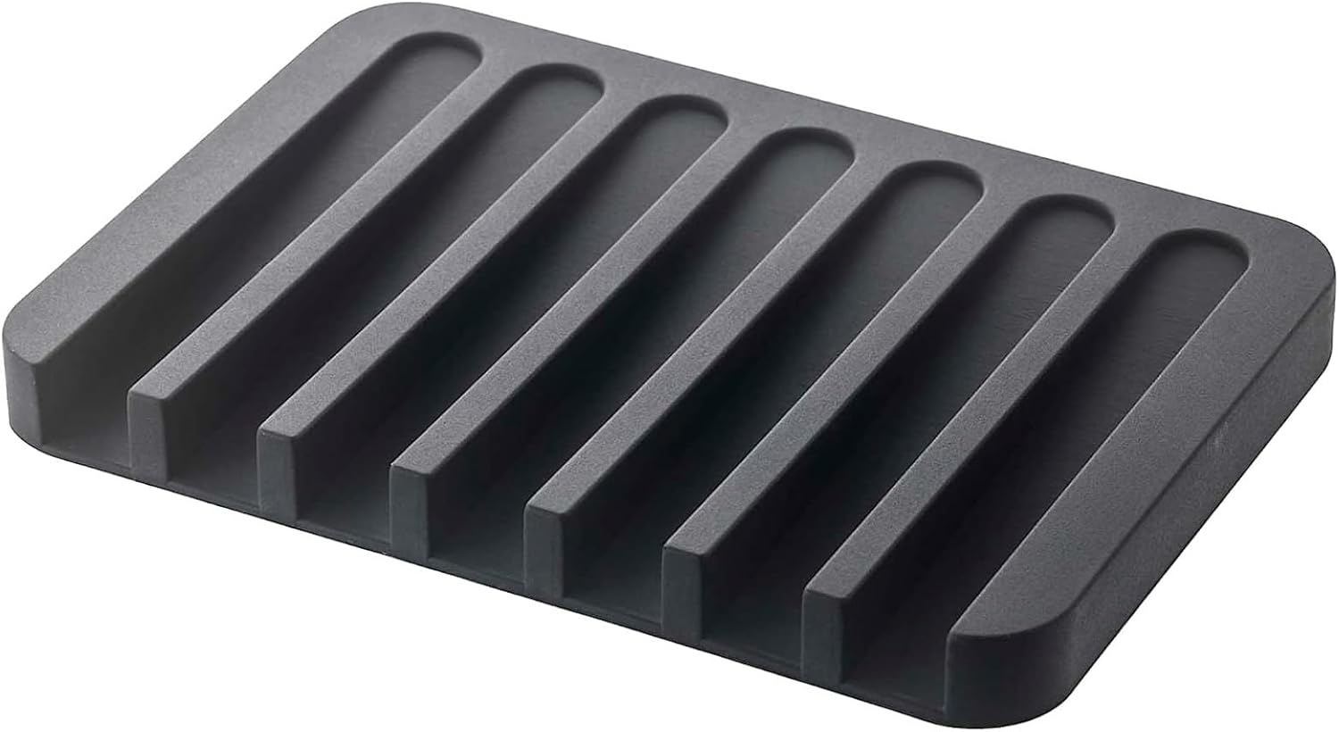 Flexible Silicone Soap Dish with Drainage - Black