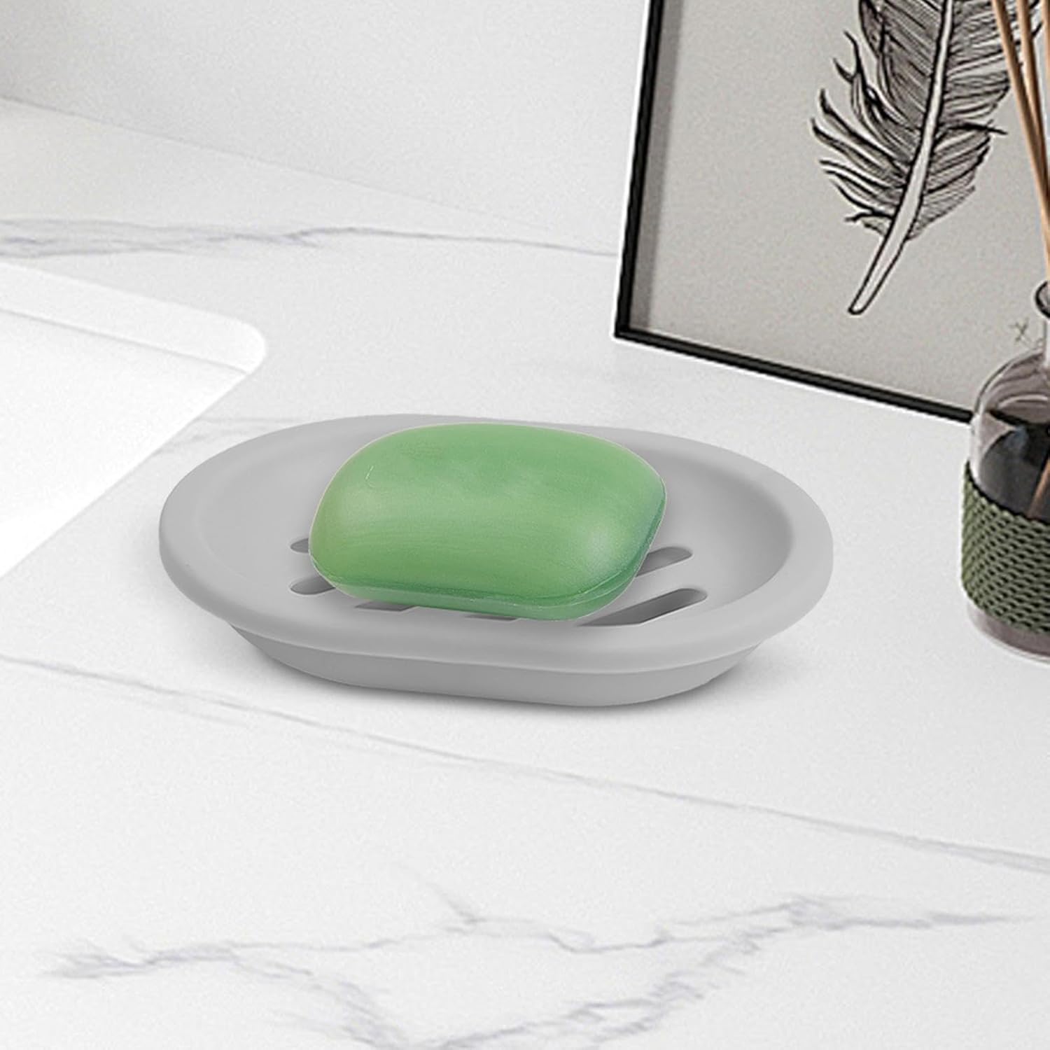 Draining Soap Dish - Double Layer with Drip Tray Gray