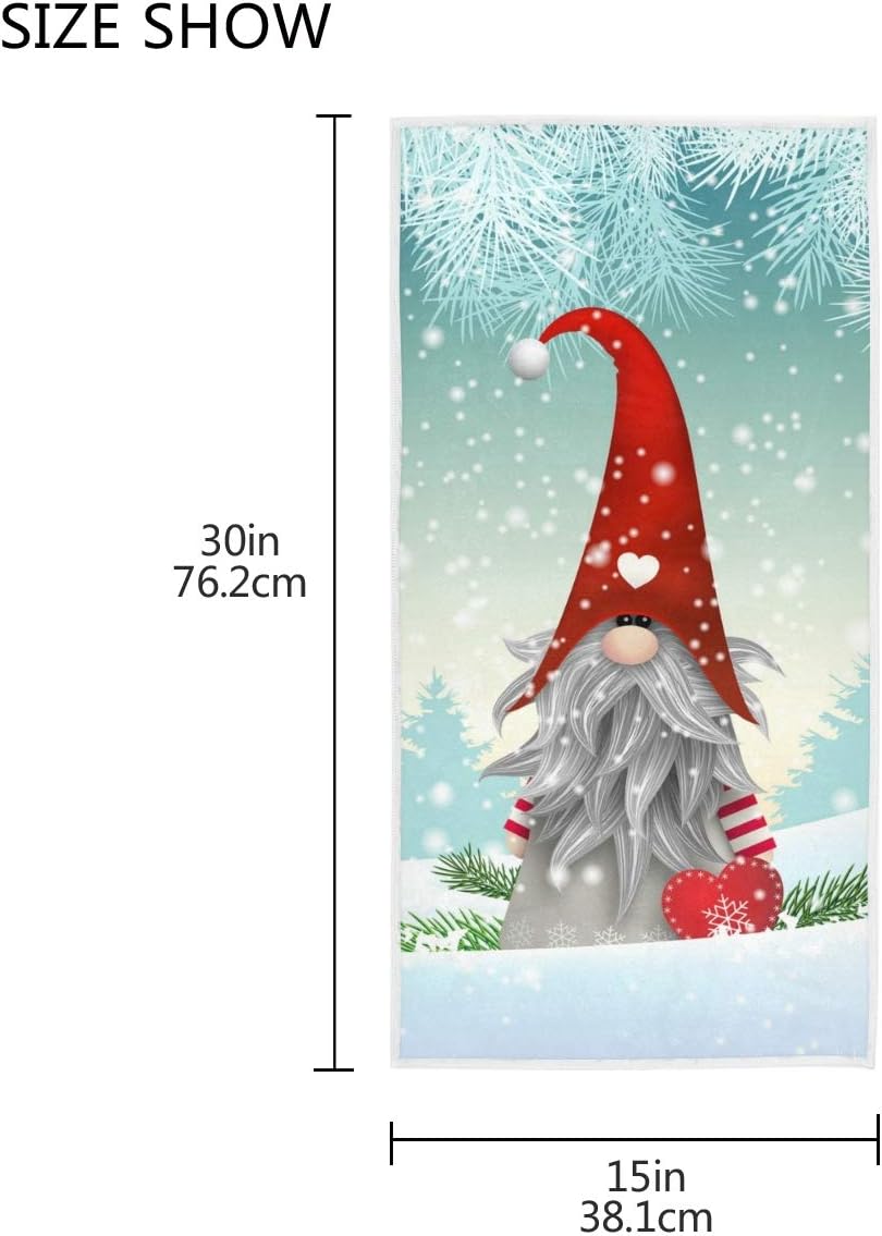 Exnundod Cute Gnomes Hand Towel Winter Snowflake Cotton Bath Towel