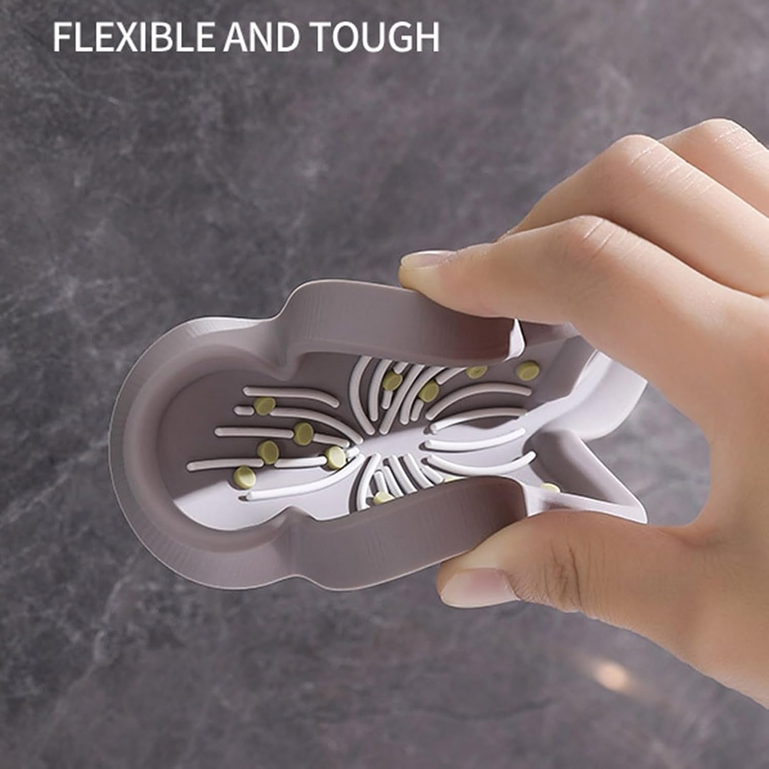 Loyliawa Soap Dish with Drainage Non-Slip Flower Shape Grey