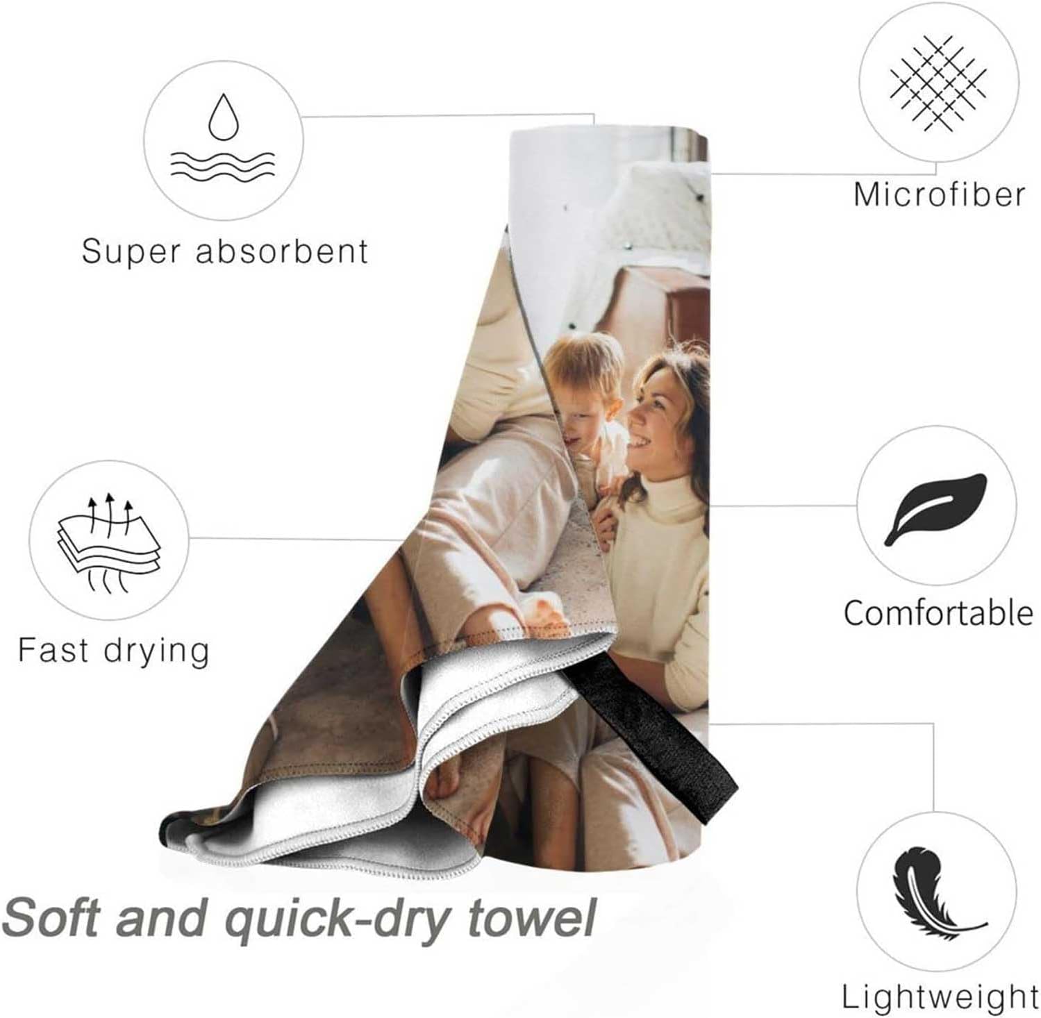 XGDesign Personalized Beach Towel with Photo for Kids Adults