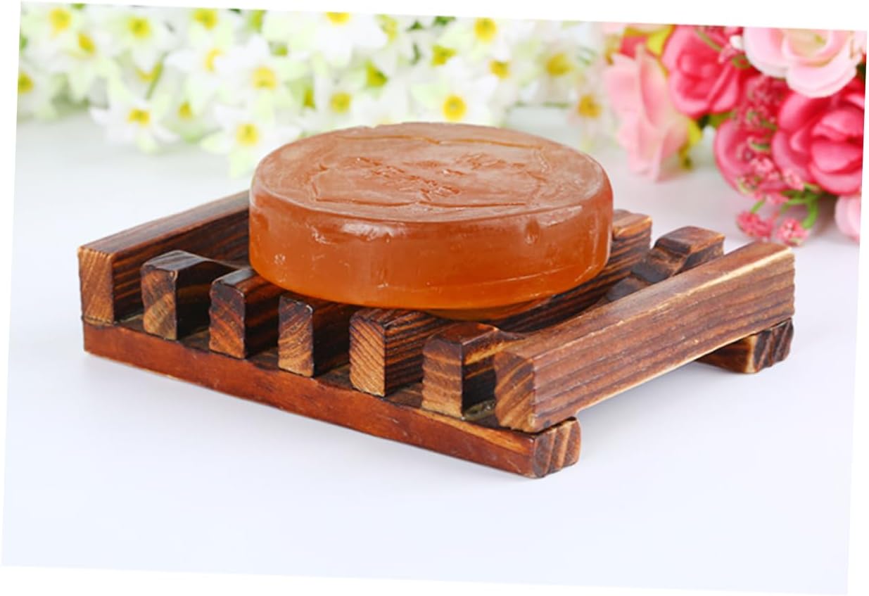 Wakauto Carbonized Wooden Soap Dish Holder for Kitchen Bathroom