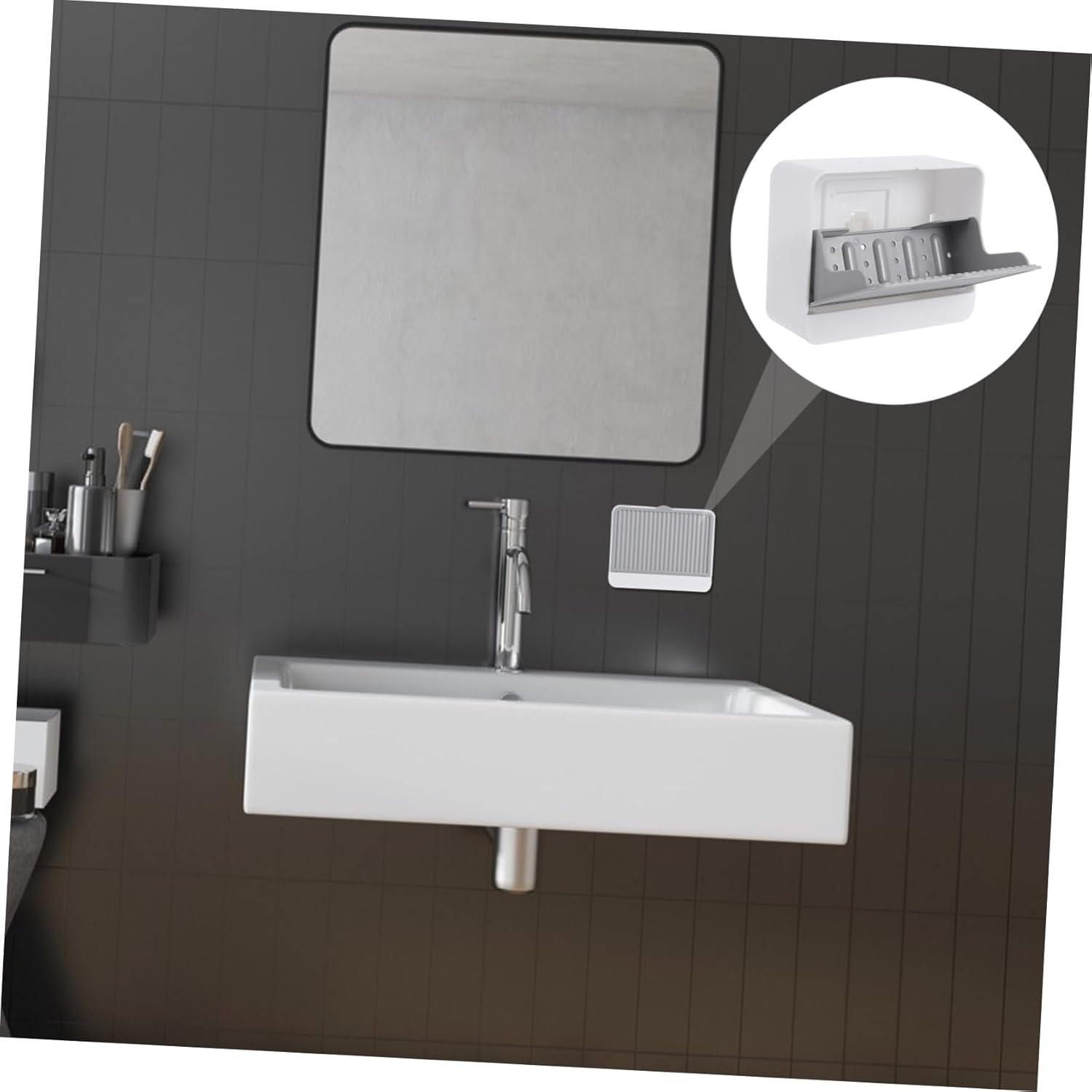 Modern Wall-Mounted Soap Dish with Hidden Storage Grey