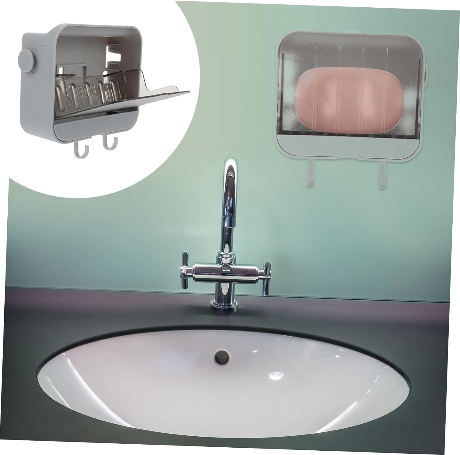 Zerodeko 2 Hooks Wall-Mounted Soap Dish 1