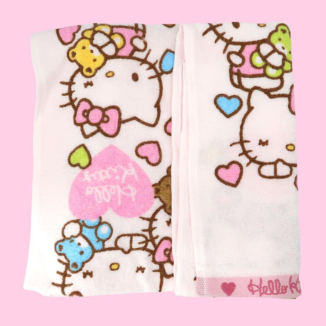 Kitty and Bear Face Towel Set - 2 Sets Pink Blue for Kids