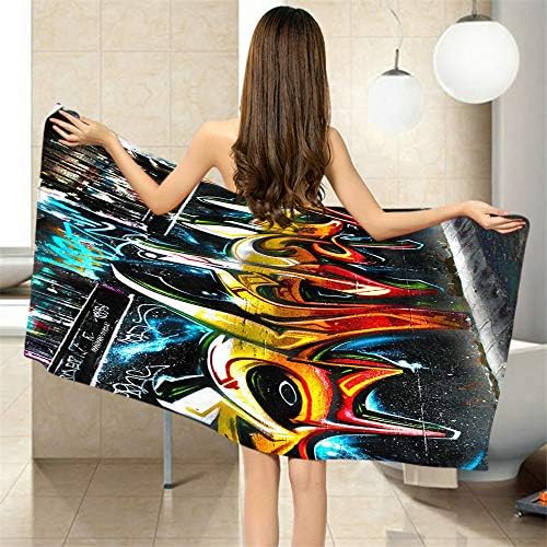 Moslion Comfy Bath Towel Graffiti Design 64x32 Inches
