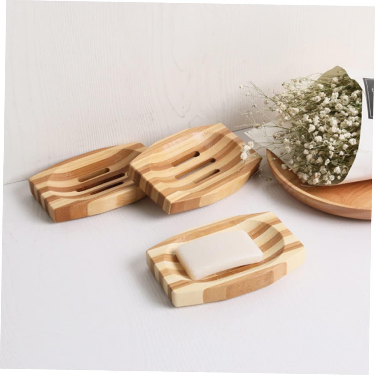 COSMEVIVI 1pc Natural Wood Soap Dish Retro Design