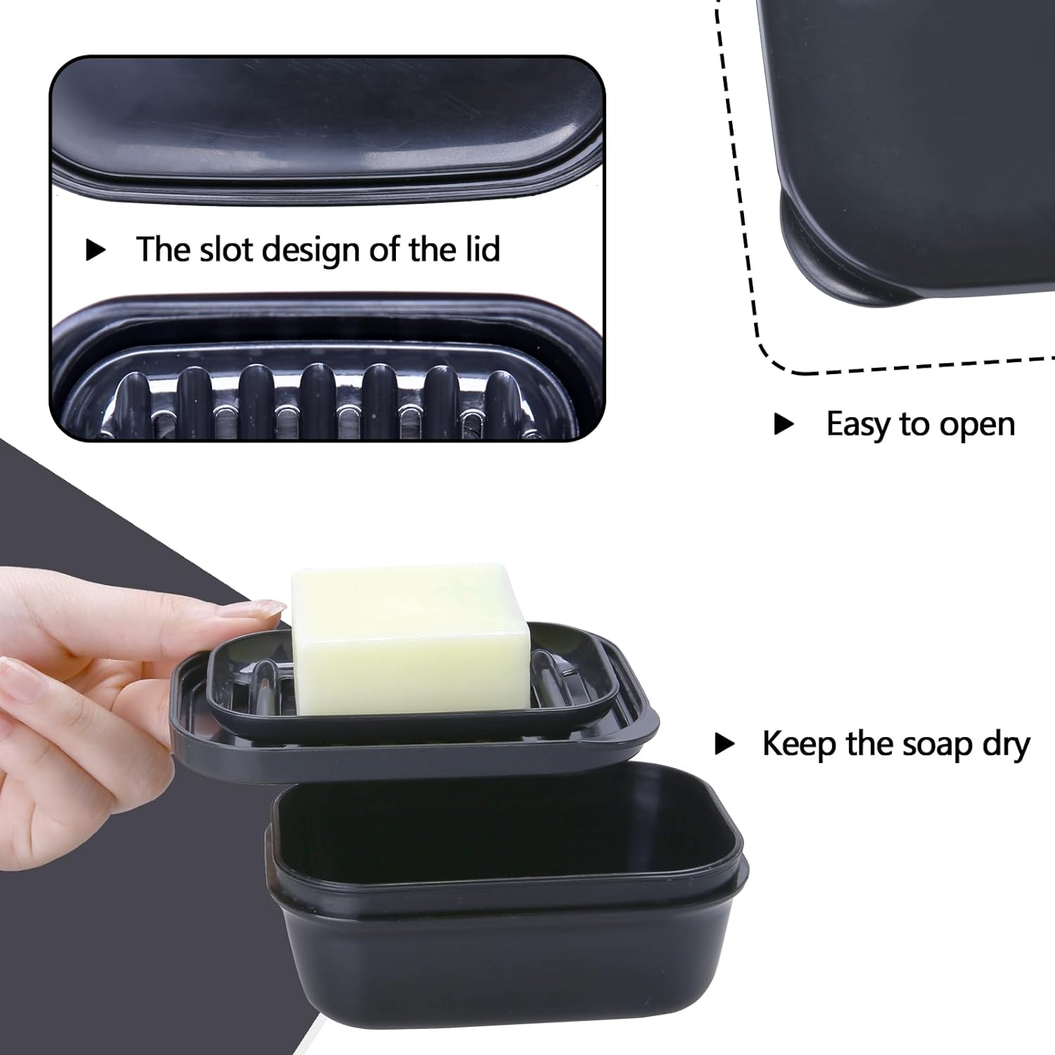 PUTING 1 Pack Travel Soap Holder Black
