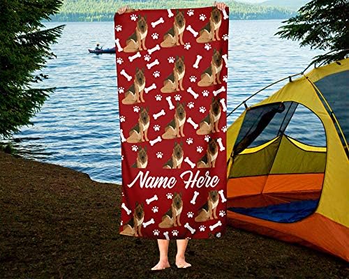 Personalized Brown German Shepherd Beach Bath Towel - Large Medium