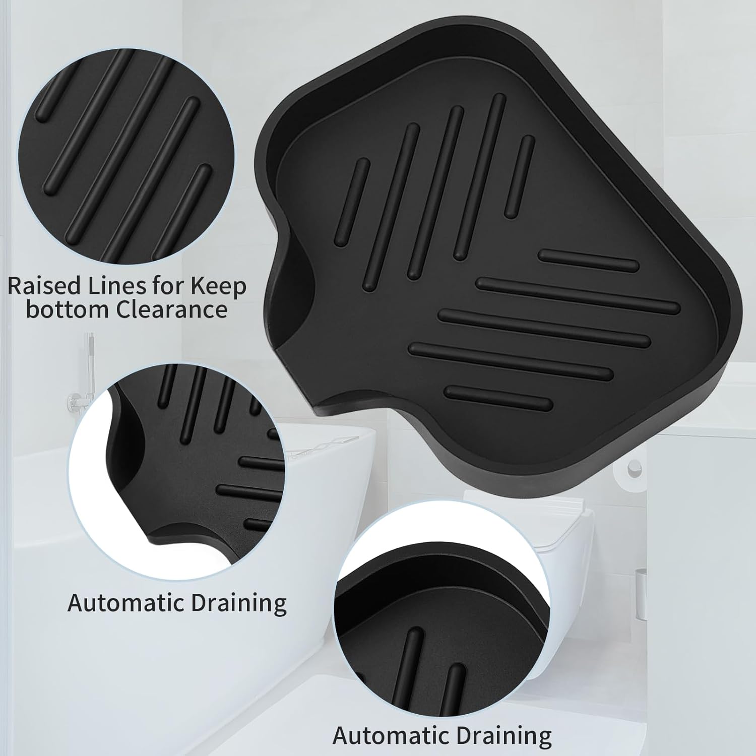 Premium Silicone Soap Dish with Drain Spout - Multifunctional Sink Organizer