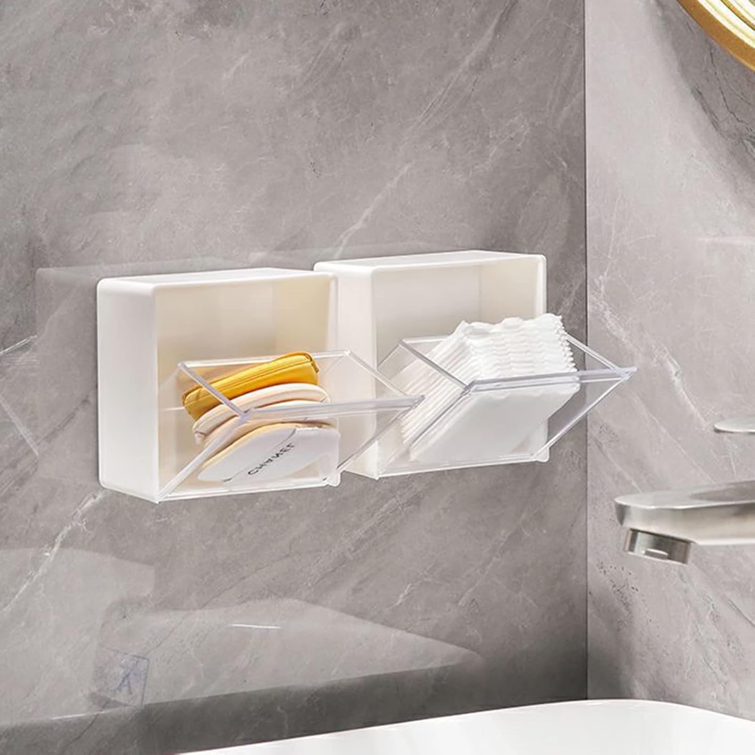 Bluelans Bathroom Organizer Qtips Cotton Balls Swabs Hair Band Holder