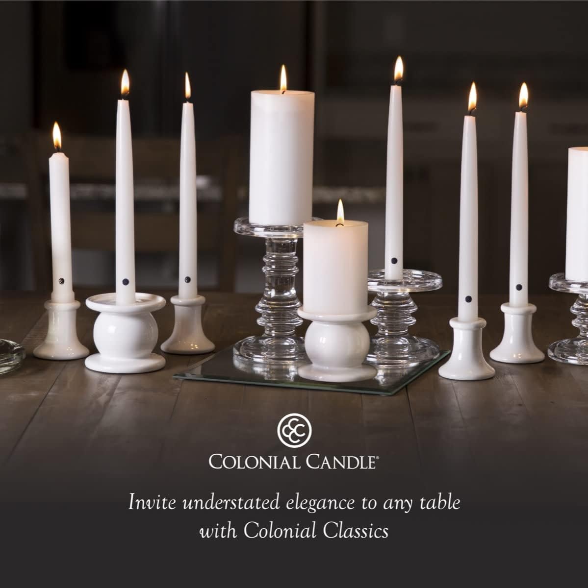 Colonial Candle Unscented Taper Candles Classic Collection White 8 Inch Pack of 12