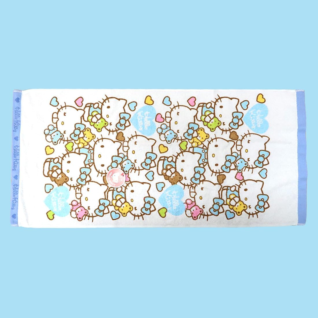 Kitty and Bear Face Towel Set - 2 Sets Pink Blue for Kids