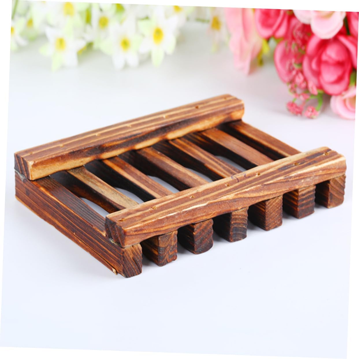 Luxshiny Bamboo Wooden Soap Dish for Shower and Bathtub
