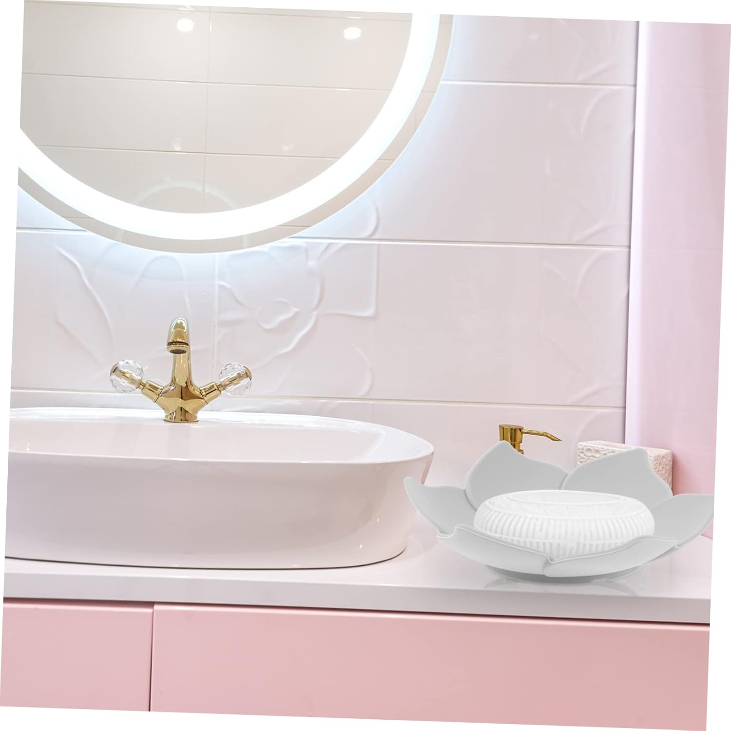 2Pcs Flower Shape Soap Dish Holder for Bathroom Kitchen Sink