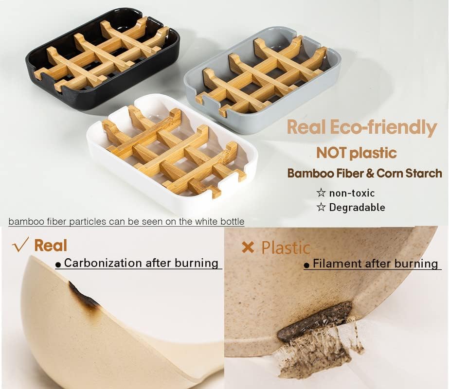 Eco-Friendly Bamboo Soap Dish with Removable Frame Grey