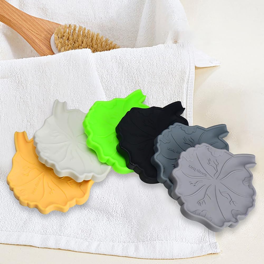 Creative Silicone Soap Holder Lotus Leaf Shape Non Slip Self Draining Light Grey
