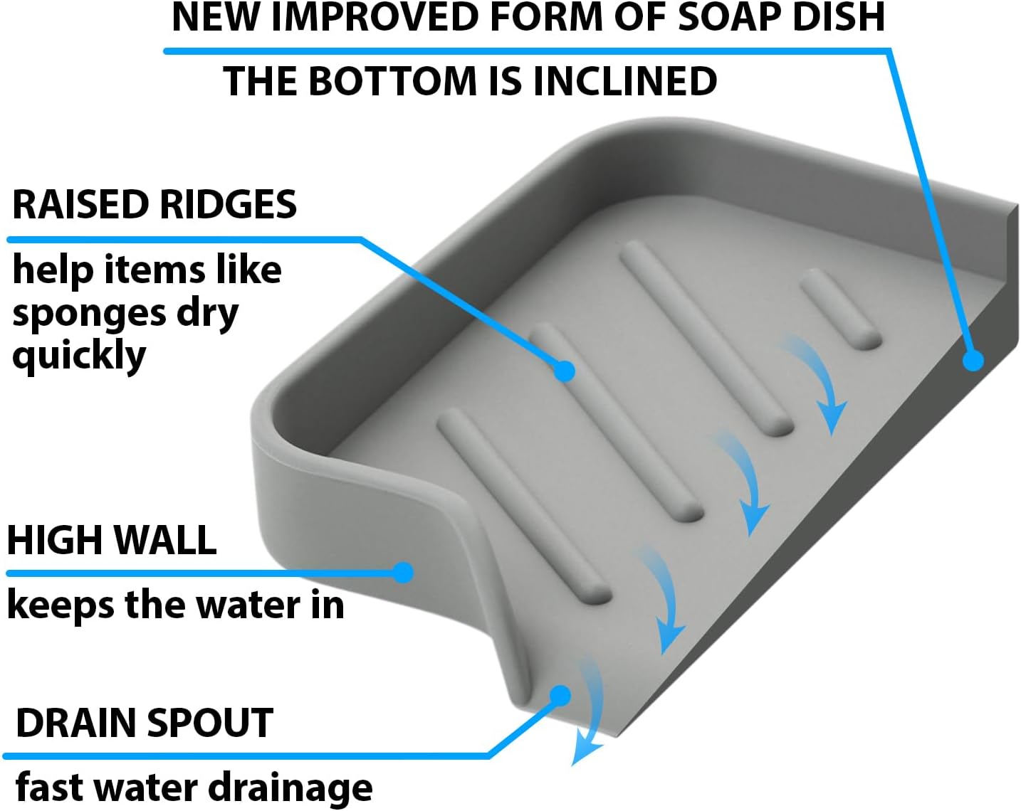 AG Company Silicone Soap Bar Holder - Premium Gray Self-Draining