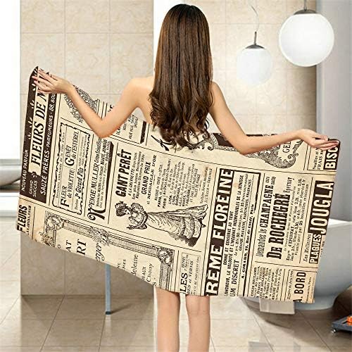 Moslion Retro Vintage Newspaper Bath Towel Set