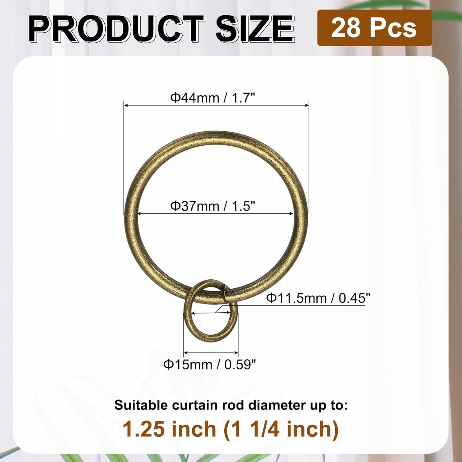PATIKIL 28 Pcs Bronze Metal Curtain Rings with Eyelets