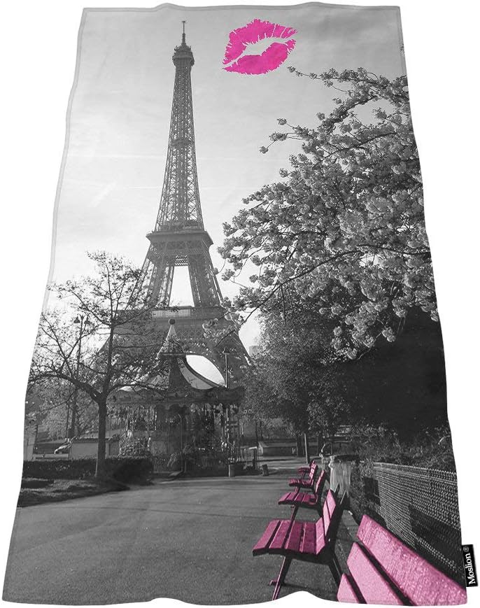Moslion Comfy Bath Towels Eiffel Tower Decor 1