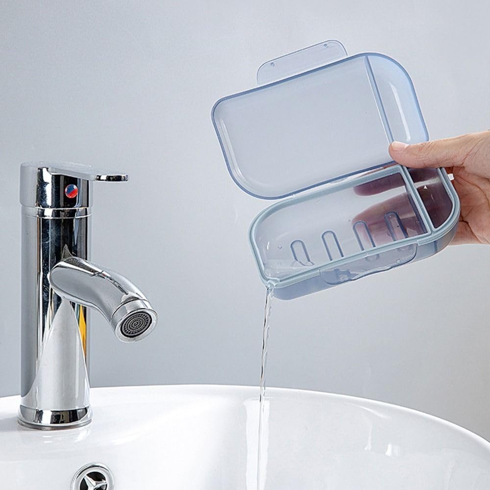 Square Soap Box with Lid for Travel and Bathroom Use