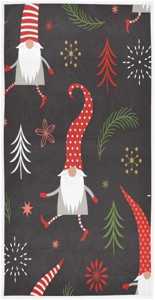 Exnundod Cute Christmas Gnomes Red Hats Hand Towel 1