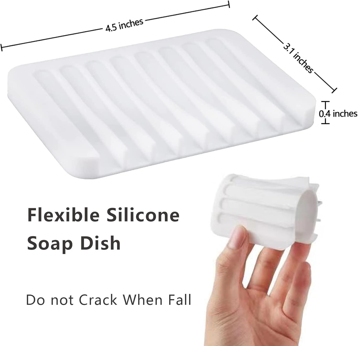 KAJUDA Self Draining Soap Dish Set 2PCS Premium Silicone Holder for Bath