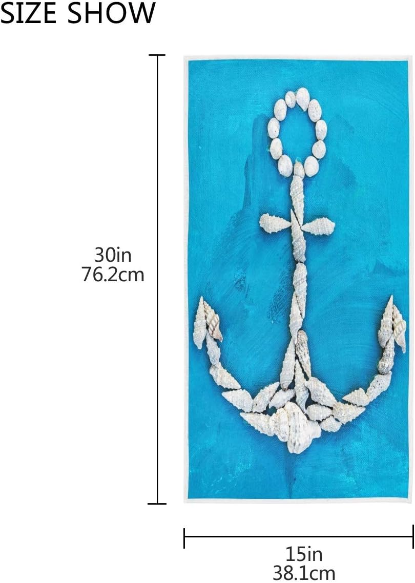 Exnundod Blue Marine Anchor Hand Towel Beach Spa