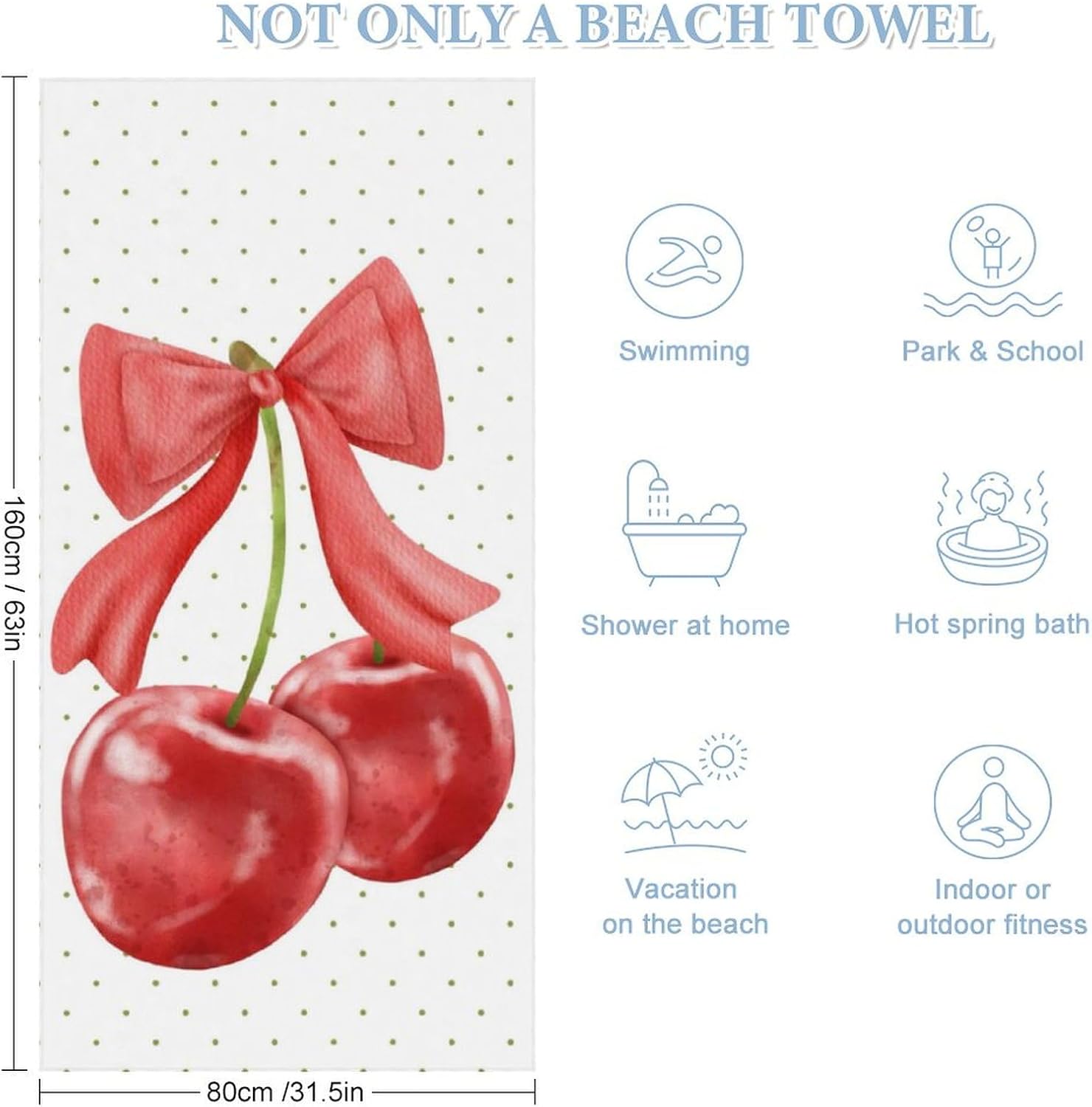 Cherry Ribbon Fluffy Beach Towel 32x64 Inch 1