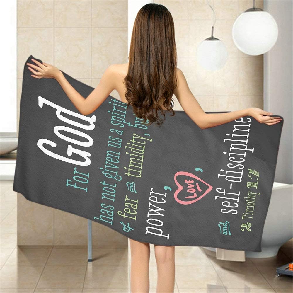 Moslion Soft Bath Towel with Bible Verse Blackboard Pattern