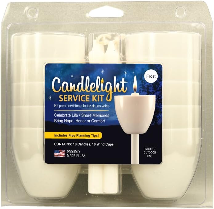 Candlelight Service Kit with 10 Frost Wind Drip Cups and 10 Unscented Candles