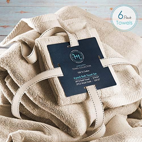 Hearth Harbor Beige Cream Bath Towel Set of 6