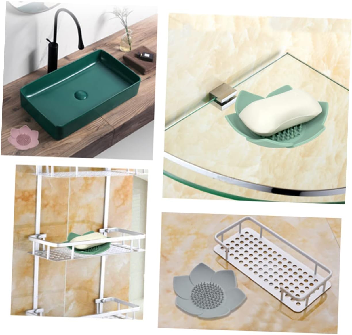 Healifty Grey Silicone Flower Soap Dish Holder 1
